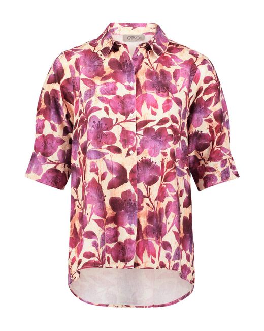 Cartoon Red Kurzarmbluse Leinenbluse mit Kragen