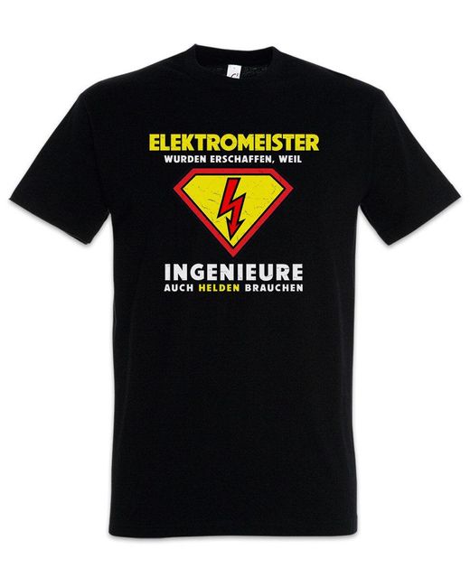 Urban Backwoods Print- Super Elektromeister T-Shirt Energie Beruf Meister Man Logo in Black für Herren