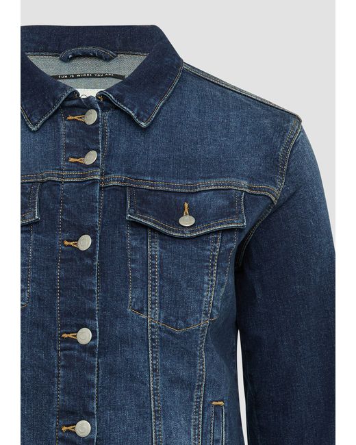 QS Blue Outdoorjacke Schmal geschnittene Denimjacke in authentischer Waschung