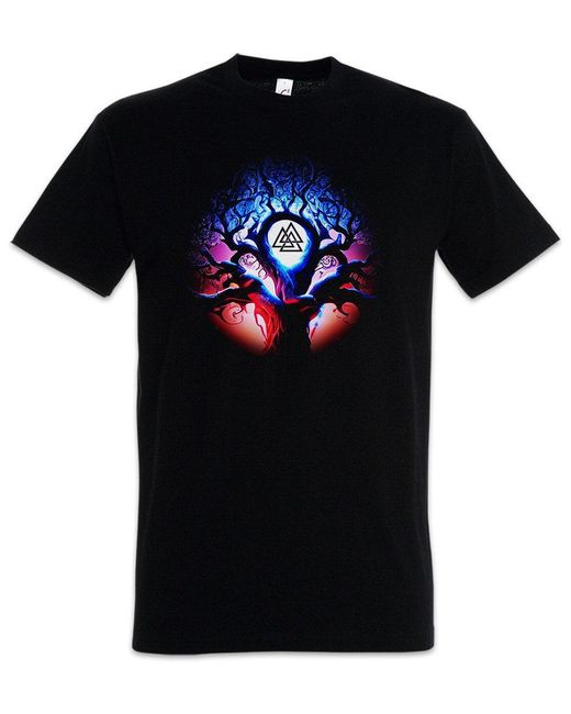 Urban Backwoods Print- Yggdrasil Moon Walknut T-Shirt Thor Tree Of Life Tyr Walhalla in Black für Herren