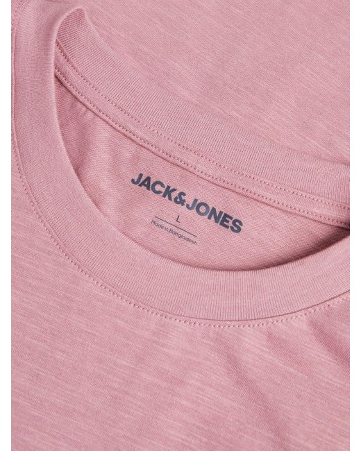 Jack & Jones Kurzarmshirt JJPAJA PALM TEE SS CREW NECK in Pink für Herren