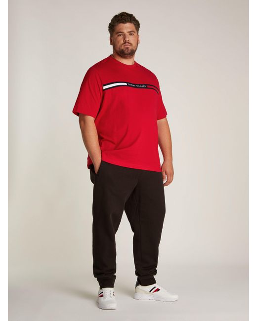 Tommy Hilfiger Tommy Big & Tall Rundhalsshirt BT-HILFIGER CHEST INSERT TEE-B in Groß Größen, Logostickerei in Red für Herren