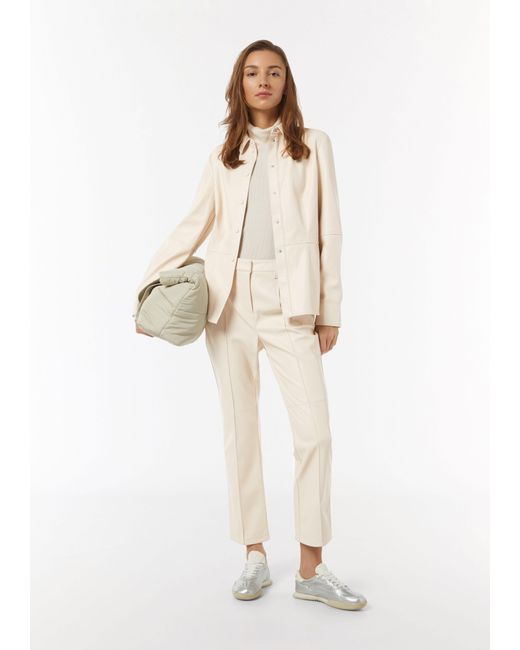 comma casual identity Natural Blusenblazer Bluse in Lederoptik