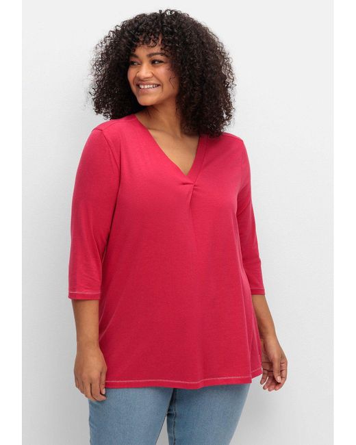 Sheego Red 3/4-Arm-Shirt Große Größen in leichter A-Linie