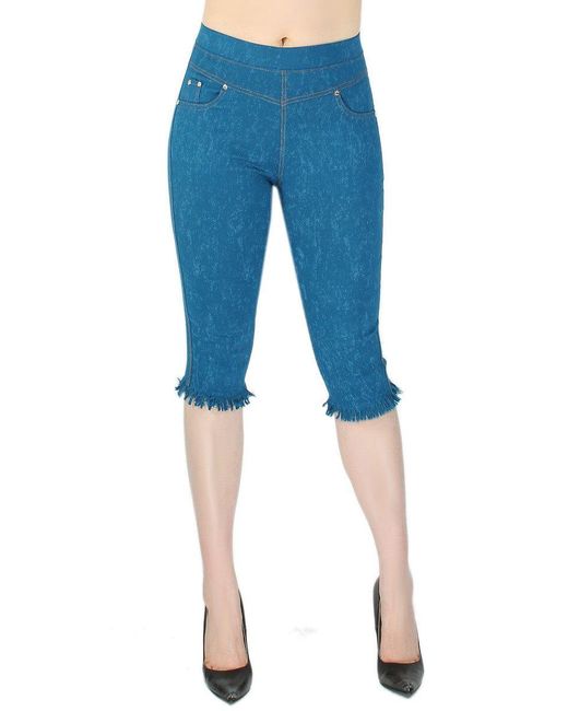 dy_mode Blue Caprihose Capri Hose Fransen – Bequeme 3/4-Sommerhose mit elastischem Bund