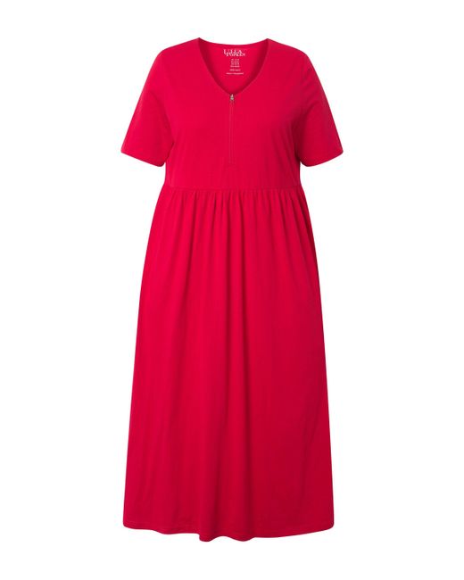 Ulla Popken Pink Maxikleid A-Linie Zipper V-Ausschnitt Halbarm