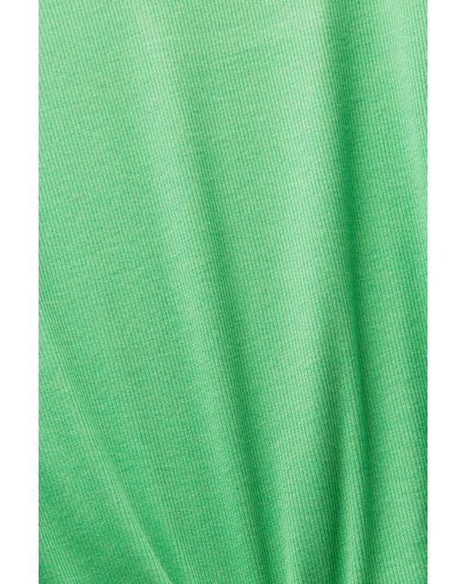 Esprit Green Geripptes T-Shirt mit V-Ausschnitt (1-tlg)