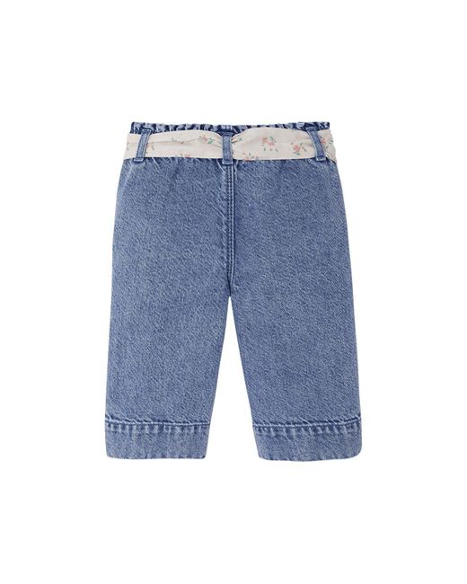 VERTBAUDET Blue 7/8-Caprijeans Weite Baby Hose mit Bindegürtel