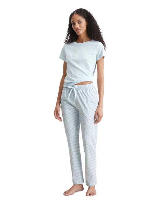 Marc O' Polo Blue Pyjamahose Mix & Match Cotton mit klassischem Allover-Muster