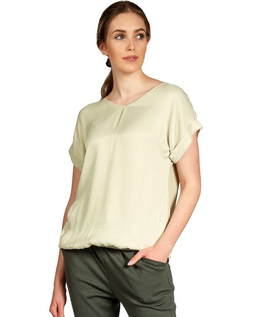 Caspar Natural Shirtbluse BLU026 leichte elegante Seidenglanz Kurzarm Sommer Bluse mit figurfreundlichem Schnitt