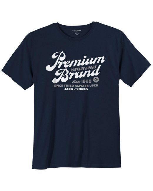 Jack & Jones & Rundhalsshirt Jack&Jones XXL T-Shirt navy Frontprint JPRBLUTHOMAS in Blue für Herren