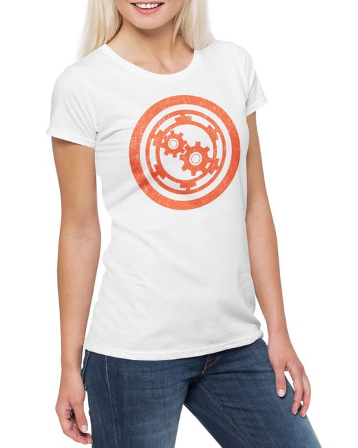 Urban Backwoods White Print- O Ingenieuring Badge T-Shirt The Seth Orville MacFarlane Ed