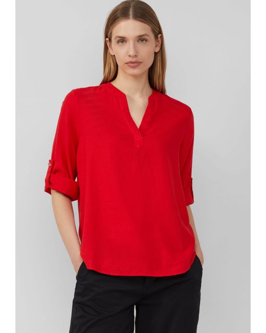 S.oliver Red Langarmbluse Leinenmix-Bluse mit Turn-up Raffung