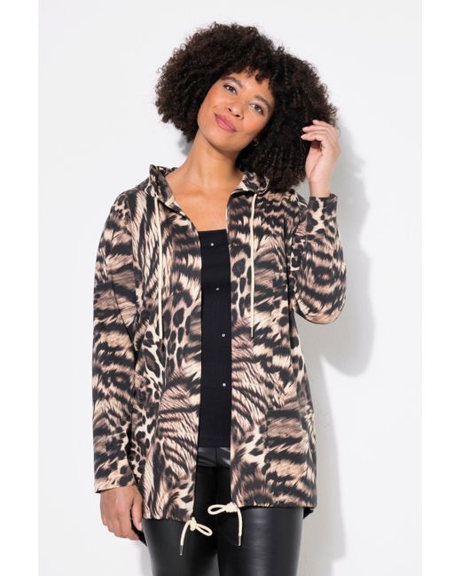 Angel of Style Black Sweatjacke offene Form Leo Kapuze