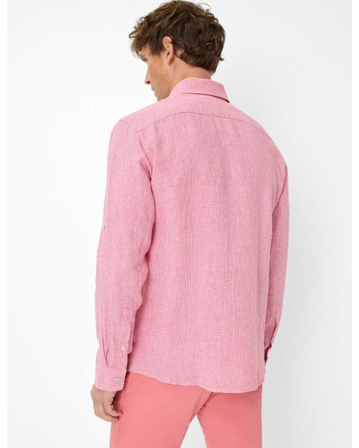 Brax Leinenhemd Style DIRK in Pink für Herren