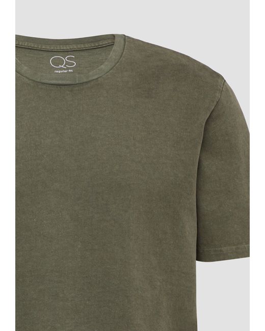 QS Kurzarmshirt Gewaschenes Basic-T-Shirt aus weichem Heavy Jersey Waschung in Green für Herren