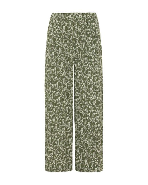 Hallhuber Green Stoffhose Leg Pants aus leichtem Viskose-Crêpe mit Risp