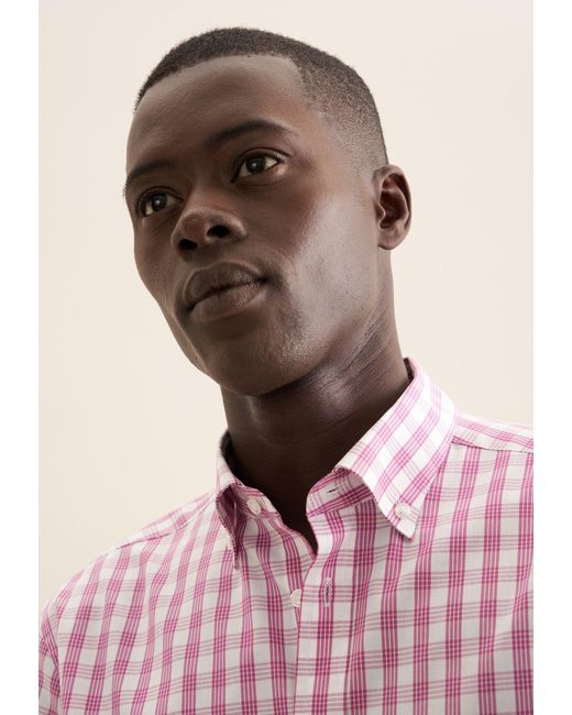 Seidensticker Businesshemd Regular Kurzarm Button-Down-Kragen Karo in Pink für Herren