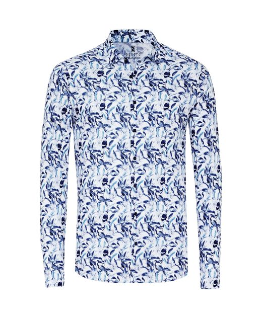 DESOTO Langarmhemd aus bügelfreiem Material in Blue für Herren