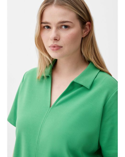 TRIANGL Green Kurzarmshirt T-Shirt mit Klappkragen Ziernaht, Stickerei