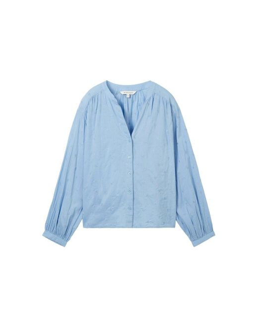 Tom Tailor Blusenshirt embroidered blouse, blue tonal embroidery