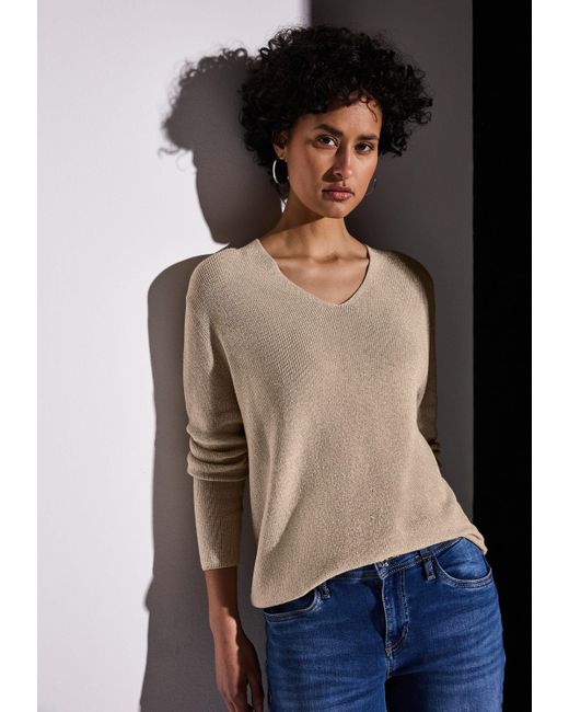 Street One Blue Strickpullover mit metallisierten Fasern