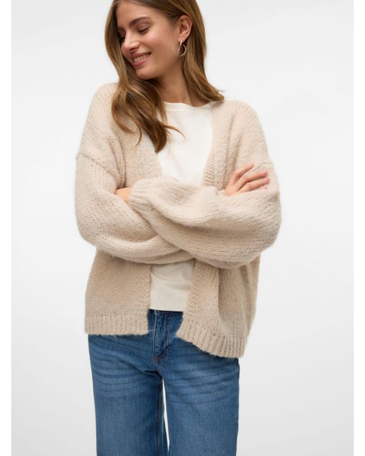 Vero Moda Natural Strickjacke VMMAYBE LS OPEN CARDIGAN GA REP