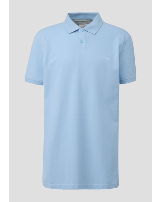 S.oliver Kurzarmshirt Poloshirt aus Baumwolle mit -Detail Artwork, Stickerei, Logo in Blue für Herren