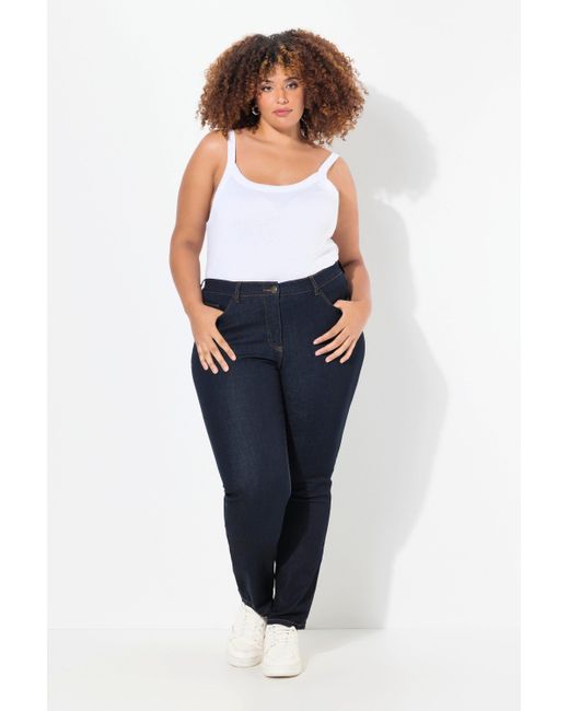 Ulla Popken White Funktionshose Jeans Sammy Komfortbund schmale 5-Pocket-Form