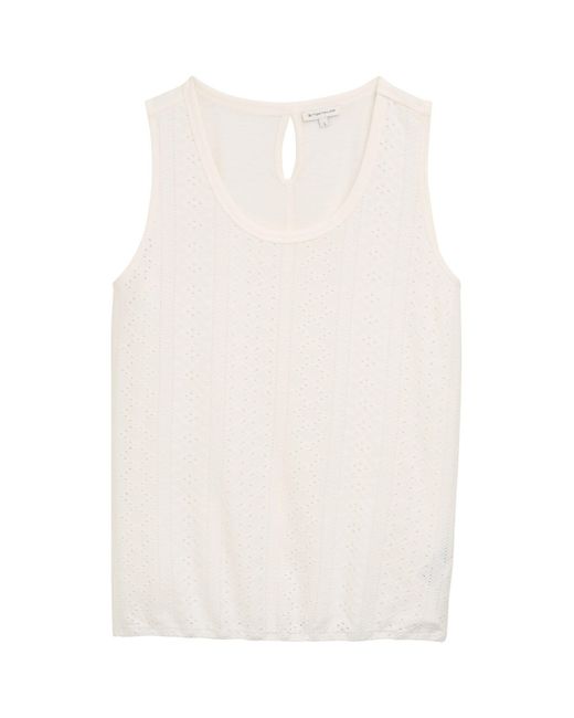 Tom Tailor White Trägertop Ajour Top im Material-Mix