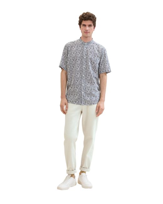 Tom Tailor Kurzarmshirt printed structured shirt in Gray für Herren