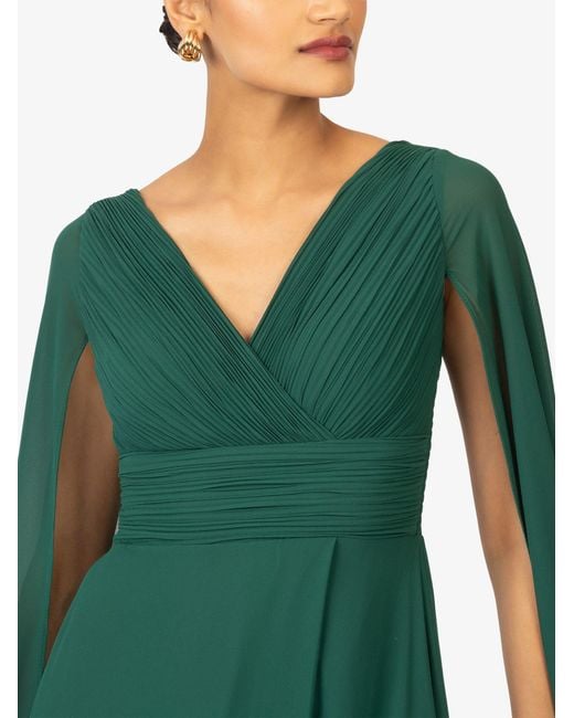 Kraimod Green Abendkleid aus hochwertigem Polyester Material mit Capeärmel