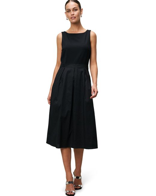 Zero Black Midikleid 2-in1-Optik ausgestellt Falten