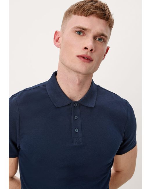 QS Klassisches Poloshirt Label-Patch in Blue für Herren