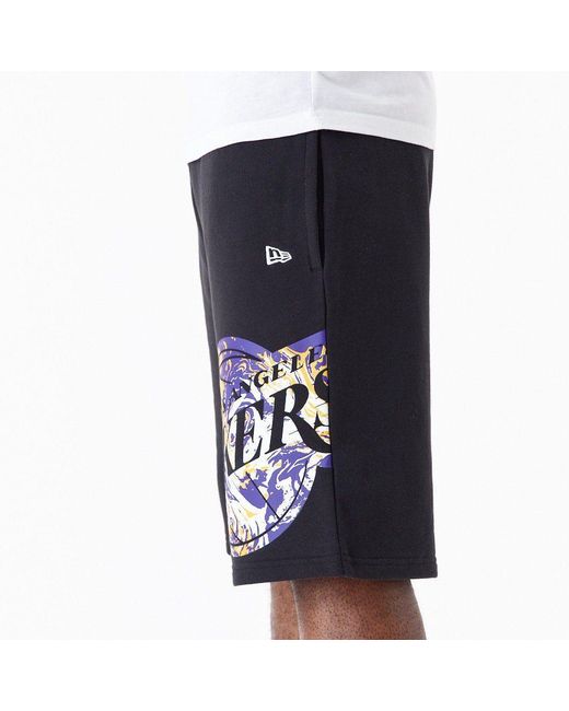 KTZ Shorts French Terry NBA Los Angeles Lakers in Blue für Herren