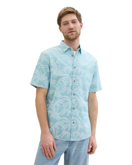 Tom Tailor Kurzarmhemd mit Print in Blue für Herren