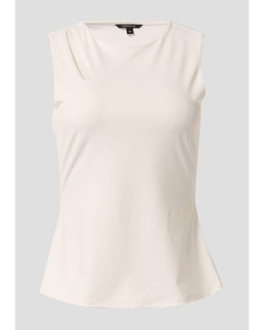 Comma, White Shirttop Jersey-Top mit