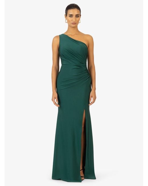 Kraimod Green Abendkleid mit Drapierung und One-Shoulder-Design