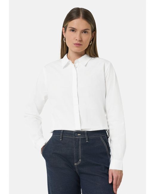 comma casual identity White Langarmbluse Hemdbluse mit Raff-Detail im Rücken