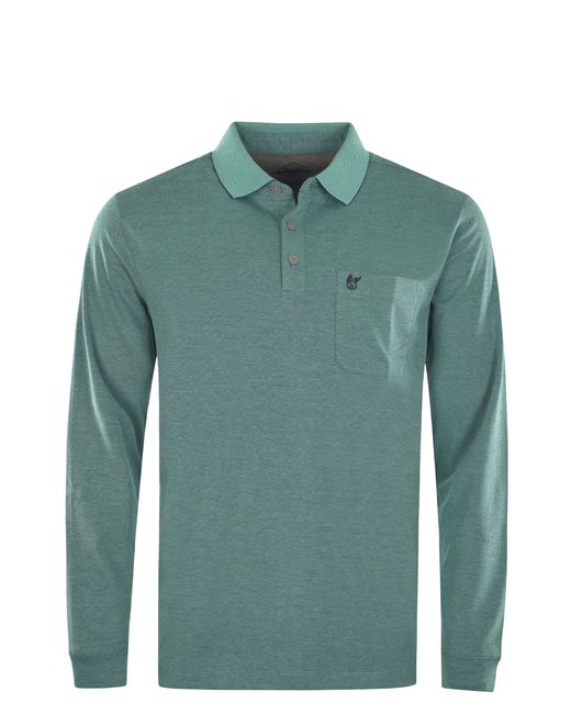 Hajo Langarm- Softknit-Poloshirt in Minimaldessin in Green für Herren