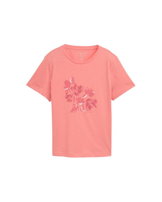 Tom Tailor T-Shirt mit Print in Pink für Herren