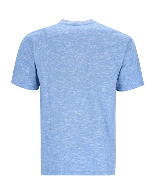 Hajo T-Shirt mit Frontprint in Slub-Garn allover in Blue für Herren