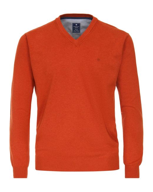Redmond V-Ausschnitt-Pullover 600 in Orange für Herren