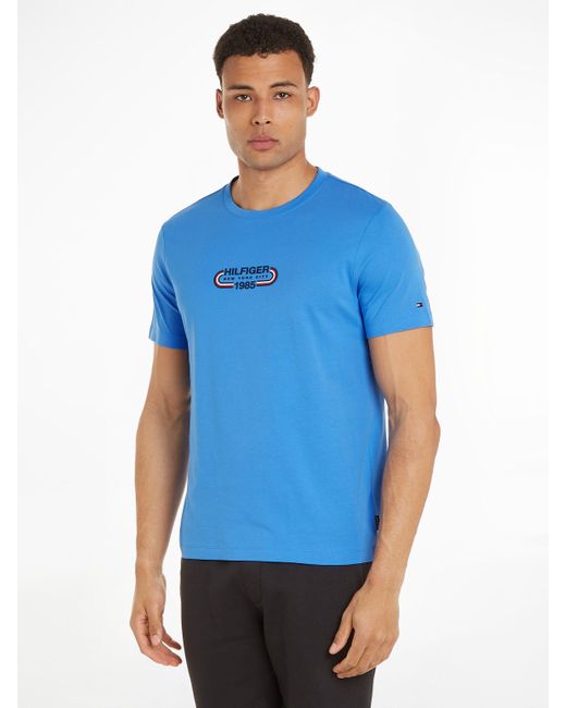 Tommy Hilfiger Tommy T-Shirt HILFIGER TRACK GRAPHIC TEE mit grafischem Logo in Blue für Herren