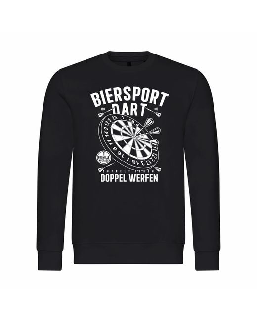 deinshirt Rundhalspullover Pullover Biersport Dart Mit Print Motiv, Grafik in Black für Herren