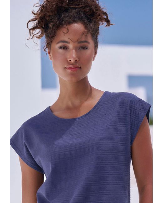 vivance active Blue Shirt mit modischer Streifenstruktur (Packung) aus weicher Baumwoll-Qualität