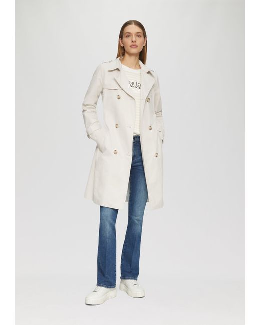 S.oliver Natural Funktionsmantel Trenchcoat mit Streifen-Futter