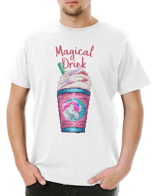 Urban Backwoods Print- Magical Drink T-Shirt Weiß Größe 2XL (1-tlg) Pixel Retro Arcade 8 in White für Herren