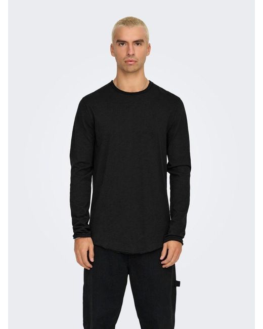 Only & Sons & Stylisches Langarmshirt von Only and Sons – ONSBENNE LONGY LS TEE in Black für Herren