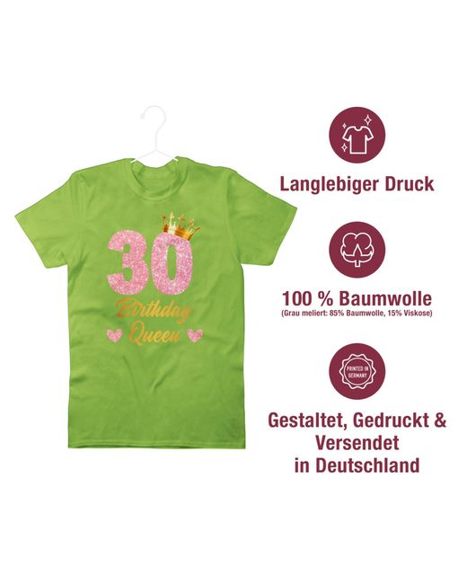 Shirtracer T-Shirt Birthday Queen Geburtstags Königin Geburtstagsgeschenk 30. Geburtstag in Green für Herren